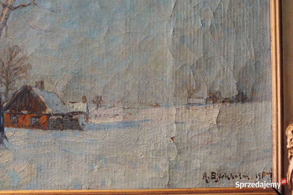 Antyczny obraz olejny 1912 Anders Bjrkholm Malarstwo Lubin