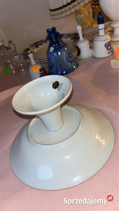 Patera Vintage ręcznie malowany stojak na ciasto Porcelana i szkło pomorskie Gdańsk