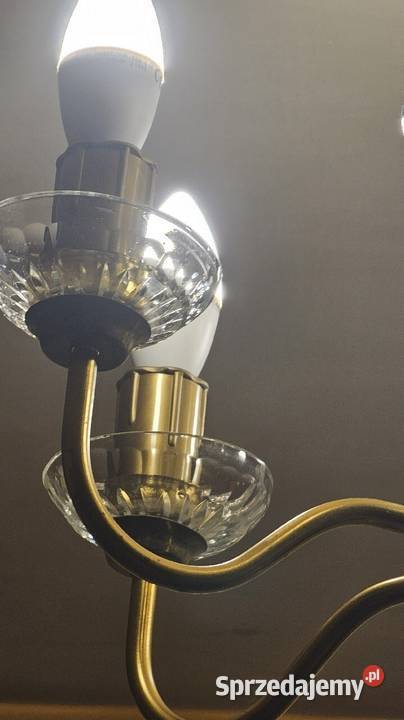 Żyrandol średni mosiężny kryształowy 6 ramienny Katowice sprzedam