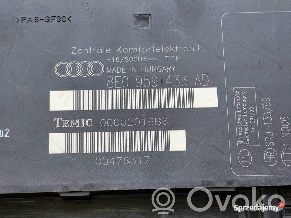 Audi A4 S4 B6 STEROWNIK MODUŁ KOMFORTU