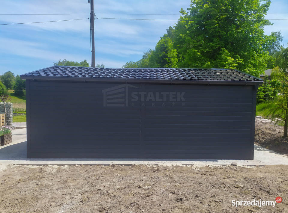 Garaż blaszany 4x6m Blachodachówka Brama uchylna samodzielny