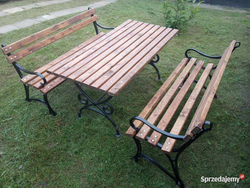 Stół ogrodowy z ławkami Stół żeliwny mocny Świdwin