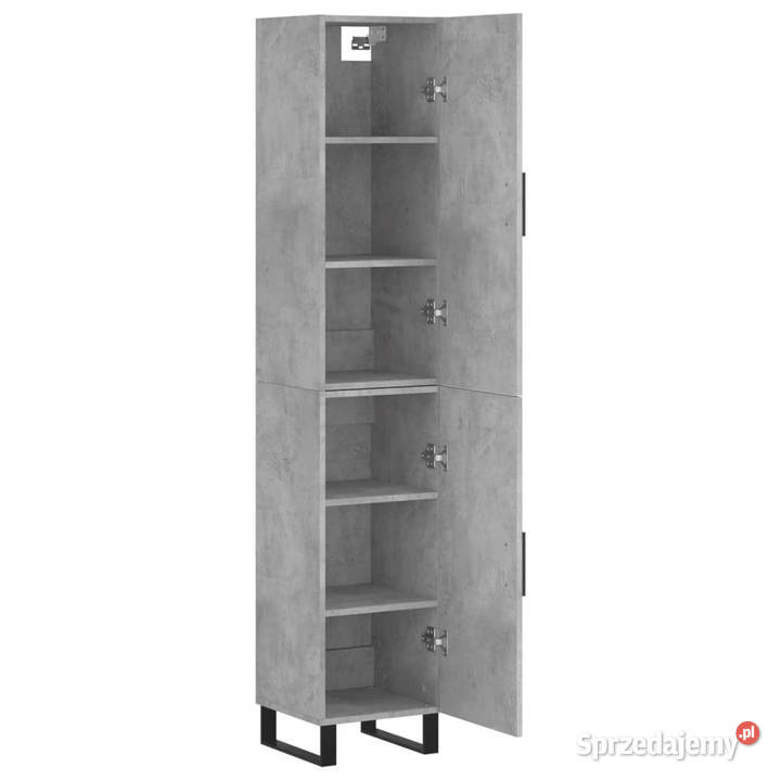 Wysoka szafka szarość betonu 345x34x180