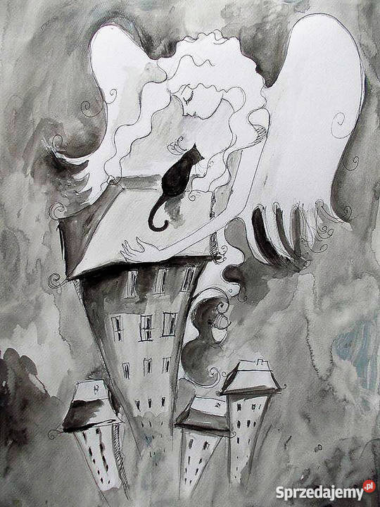 ANIELSKI OPIEKUN 3 akwarela artystki Adriany śląskie Katowice