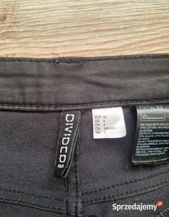 Czarne spodnie woskowane 36 hm wysoki stan rurki Kraków