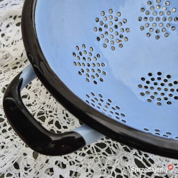 Durszlak emaliowany cedzak emaliowany błękitny Warszowice