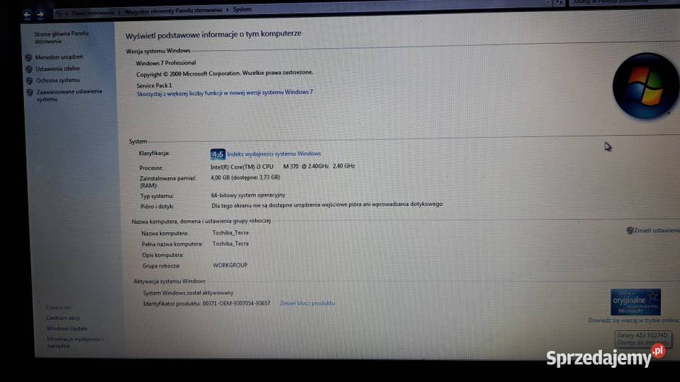 TOSHIBA Tecra A1119E 156 Intel Core i3 M370 Zielona Góra