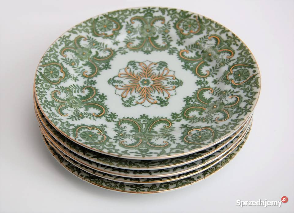Talerze vintage deserowe zielone chińska Lublin