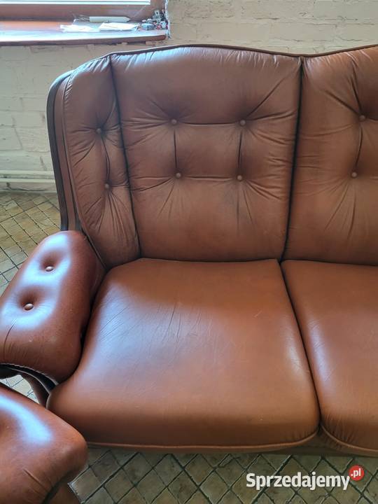 Wypoczynek skórzany kanapa 3 osobowa z dwoma śląskie Rybnik