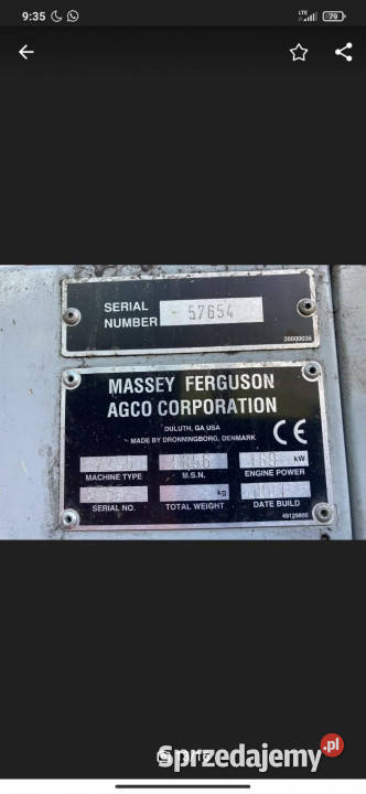 Massey Ferguson 7256 Heder Wózek CZĘŚCI wielkopolskie Jastrzębniki