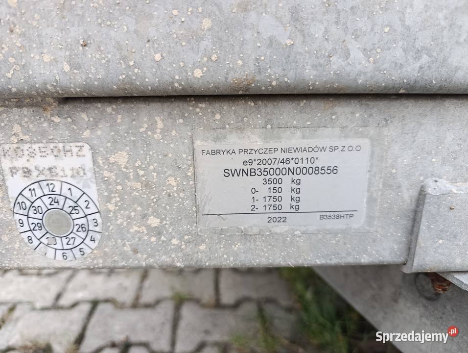 Niewiadów przyczepa pod minikoparkę 380x185 3500 Bujaków sprzedam
