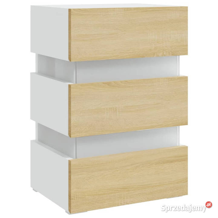 Szafka nocna z LED biel i dąb sonoma 45x35x67 mazowieckie