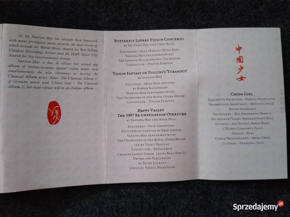 MC cassette cover VANESSA MAE The Classical Gdańsk