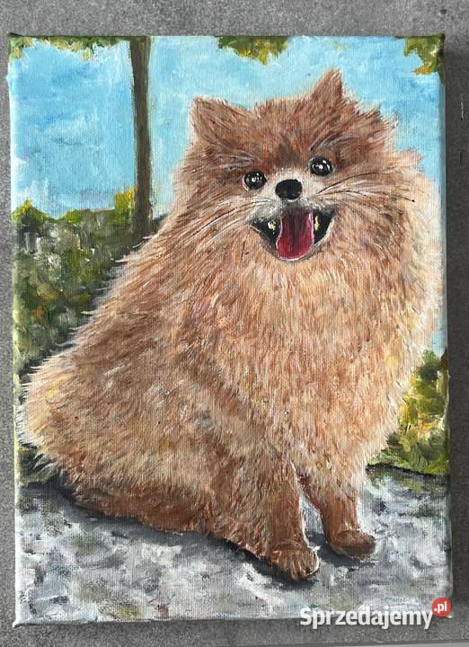 Obrazek olejny na płótnie 18x24 Piesek Świebodzin