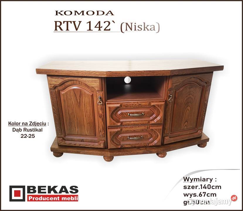 Śliczna komoda 140 Dąb Rustukalny Producent Komody Sieradz
