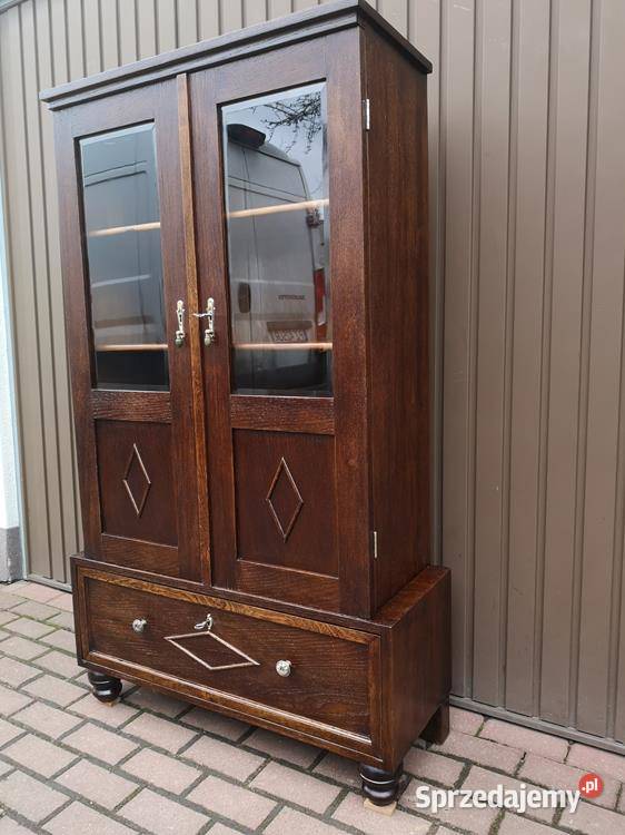 Witryna Biblioteka Serwantka Dębowa Stara Antyk Swarzędz sprzedam