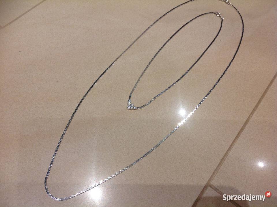 Srebrny Choker Łancuszek cyrkonie Ozdoby Nowa Sól