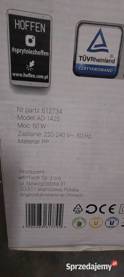 Wentylator kolumnowy HOFFEN biały mazowieckie Ostrów Mazowiecka