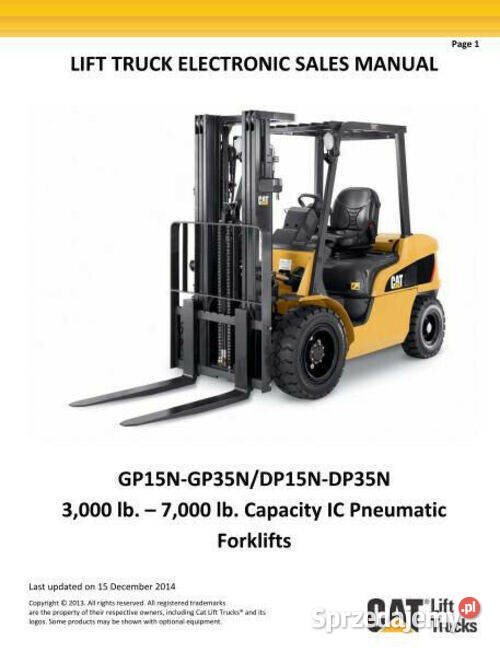 Caterpillar GP35N GP25N GP15N IC instrukcja Kielce sprzedam