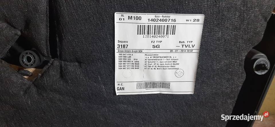 Boczek tapicerka drzwi VW Golf VII 5D Lewy przód Włoszczowa