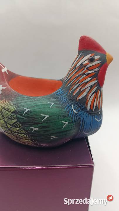Figurka ceramiczna kury ręcznie malowana lubelskie Zamość