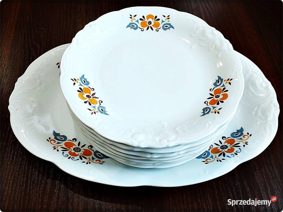 Zestaw Talerzyk 6 Półmisek Fabryka Porcelany biały Żary