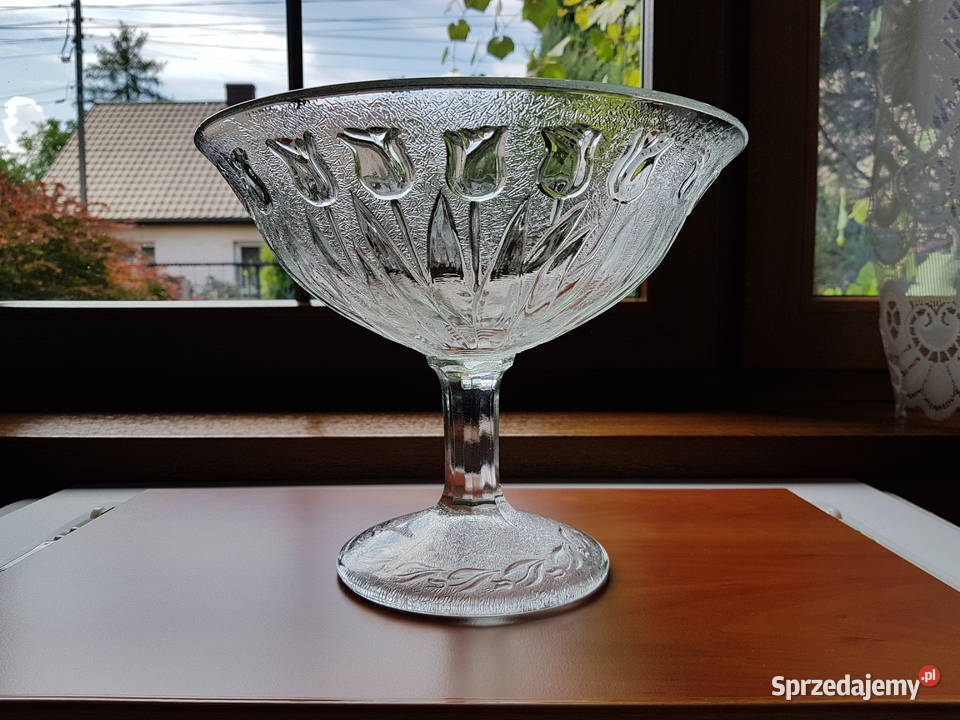 Szklana owocarka Tulipany Ząbkowice Crystalite Porcelana i szkło