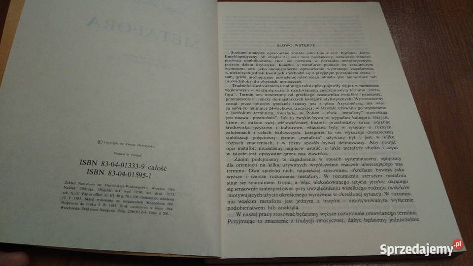 Metafora Poetyka zarys encyklopedyczny Teresa Gdańsk