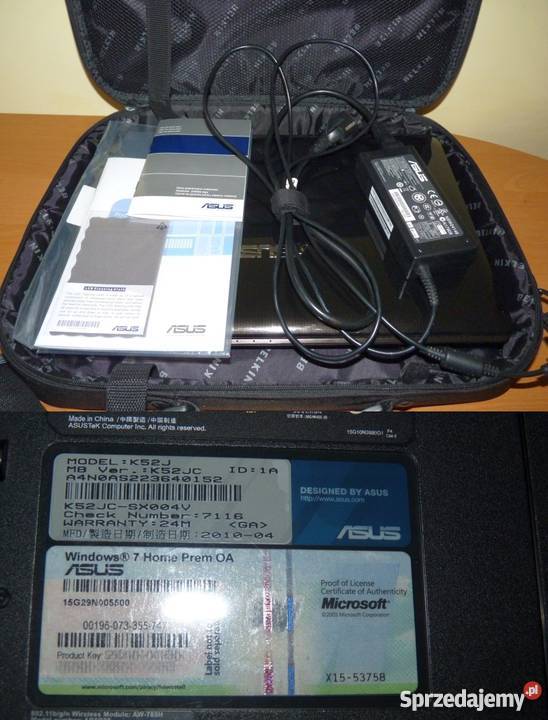 Laptop Asus K52J i3 2406GB RAM320 HDDGeForce310M Pozezdrze