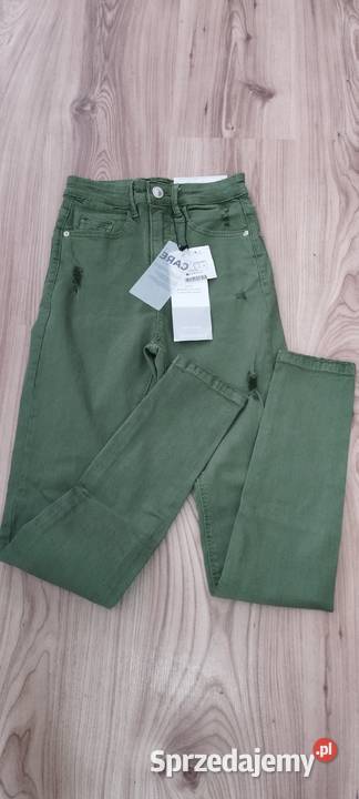 spodnie stradivarius r32 16060A skinny green zielony Spodnie lubelskie