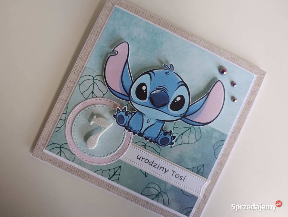 Personalzowana kartka urodzinowa Stich ręcznie