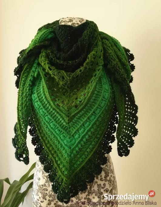 Chusta ombre w kolorach zieleni rękodzieło na świętokrzyskie Skarżysko-Kamienna