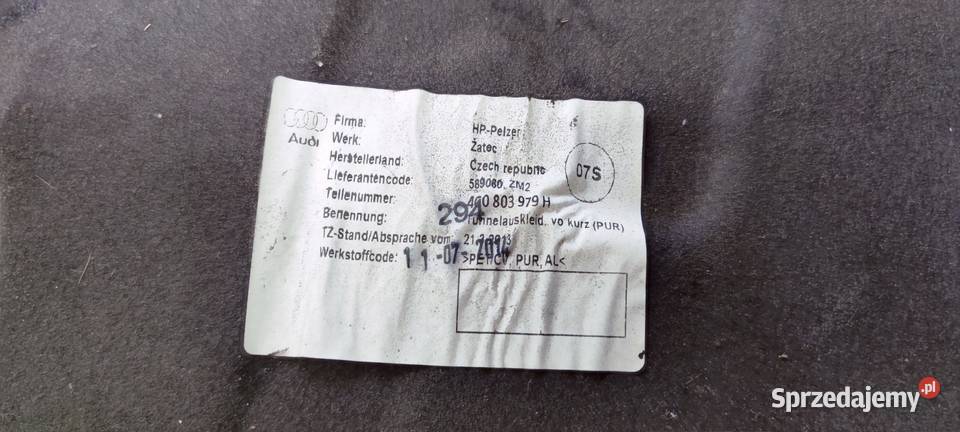 OSŁONA TERMICZNA TUNELU AUDI A6 C7 A7 4G0803979H osobowe