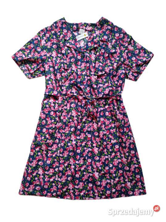 7347 Ładny granatowy fartuszek w róże 60 kolorowy Kędzierzyn-Koźle