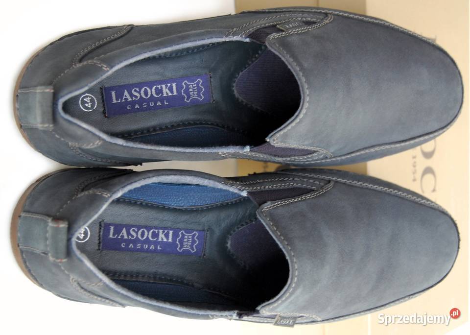 Półbuty męskie skórzane mokasyny granat navy Lublin