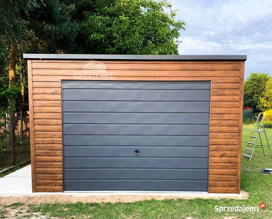 GARAŻ BLASZANY 4x6 SPAD TYŁ BRAMA UCHYLNA WIATA Łapanów