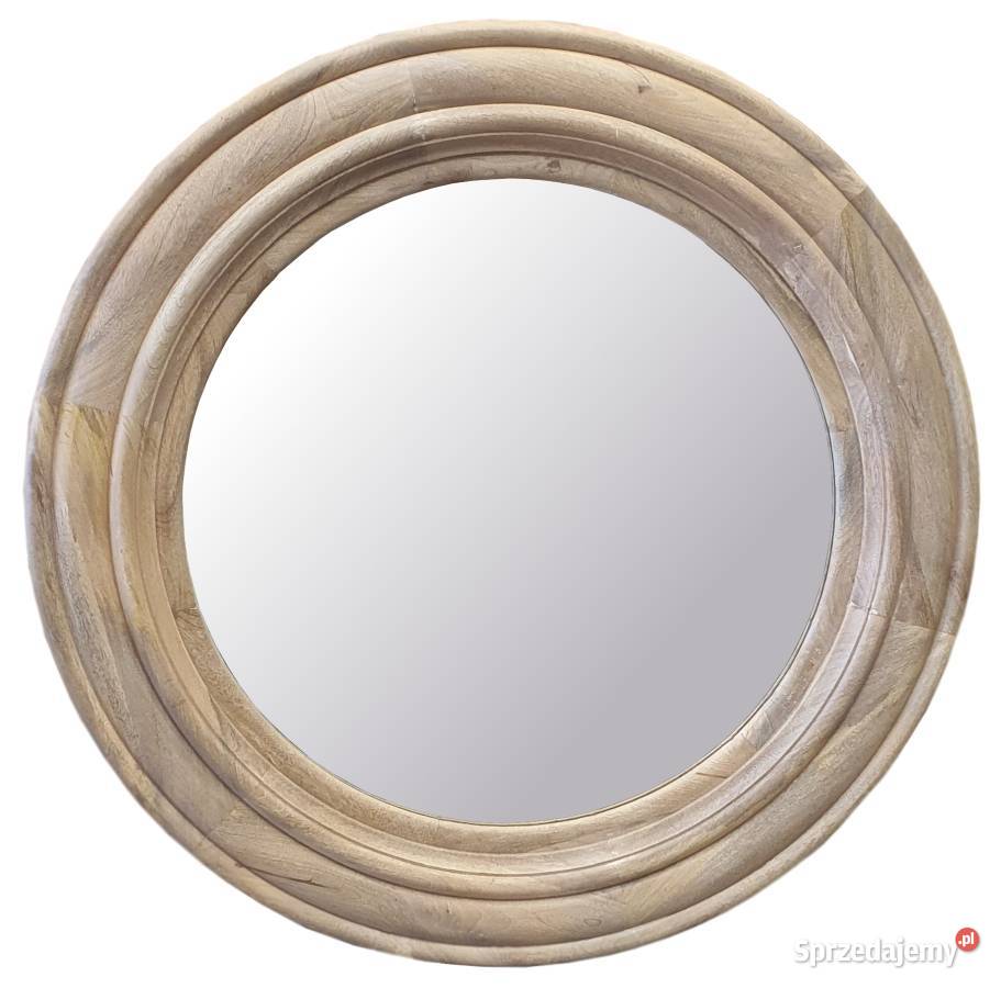 Jasne drewniane okrągłe lustro 110 z litego