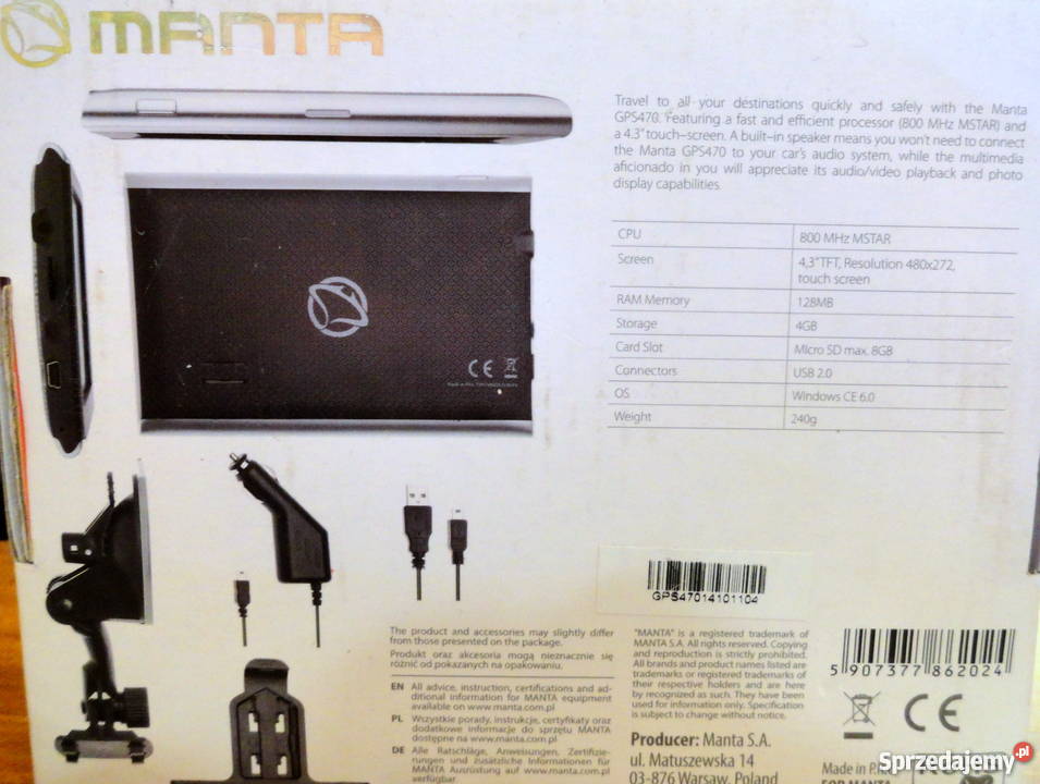 NAWIGACJA Manta GPS470 Easy Rider Polska Lombard wielkopolskie Kościan