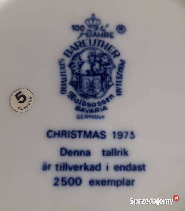 Kolekcjonerski talerz świąteczny Bareuther sprzedam