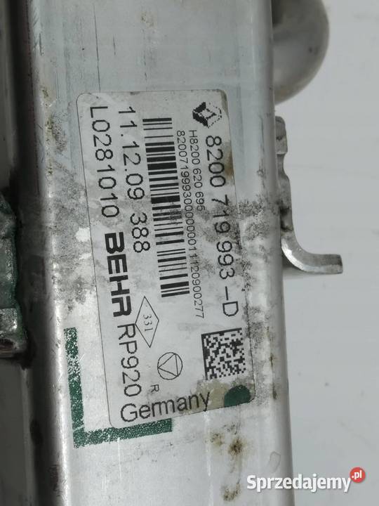 CHŁODNICA SPALIN 8200719993D 20 DCI Renault Recyrkulacja spalin EGR