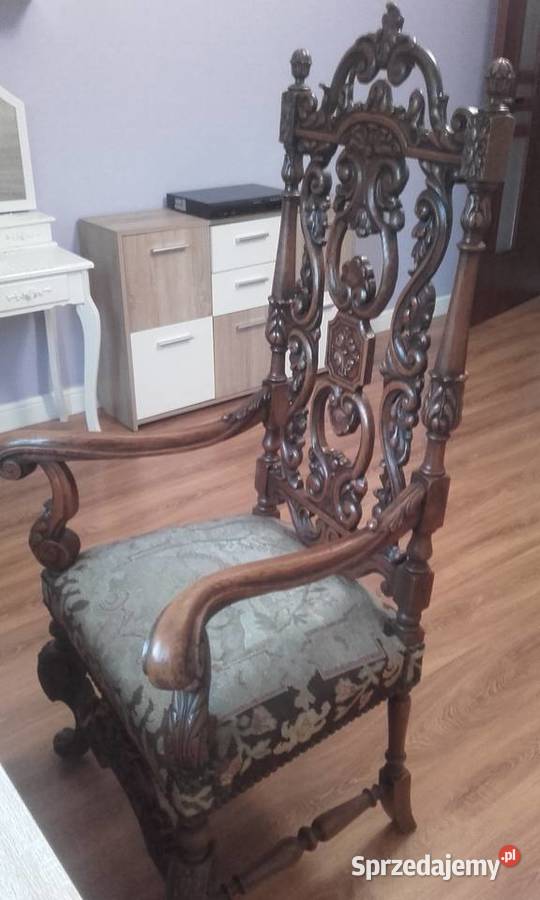 Rzeźbiony fotel z XIX wieku Żywiec