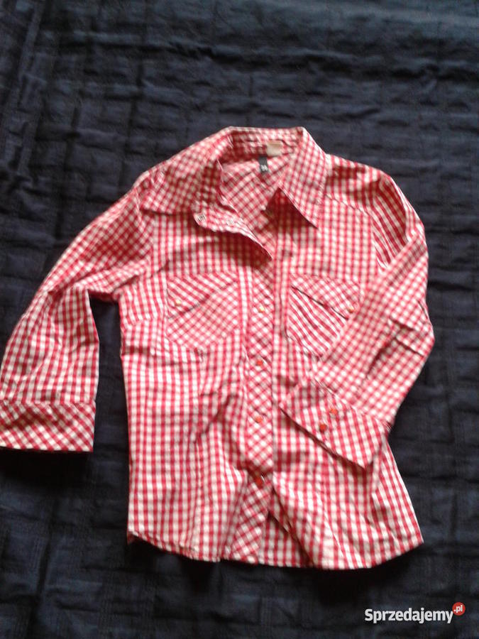 Markowa koszula w kratę białoczerwona KRATA zachodniopomorskie Szczecin