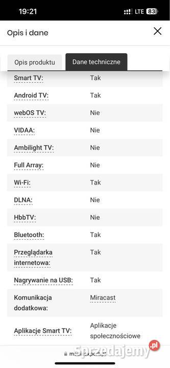 Telewizor SONY KD65XF8505 65 LED 4K 100Hz 65cale Warszawa