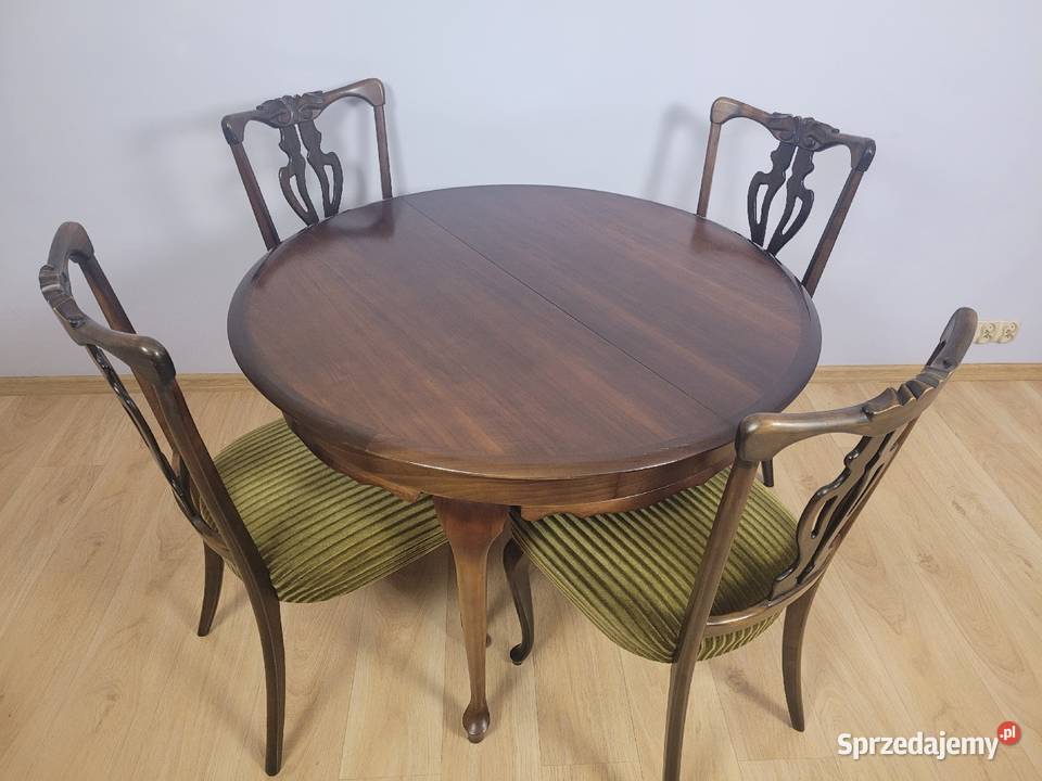 Ludwikowski stół rozkładany  z krzesłami