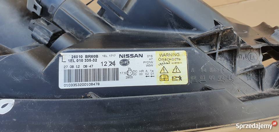 NISSAN QASHQAI LIFT LAMPA REFLEKTOR PRZETWORNICA Bieleń