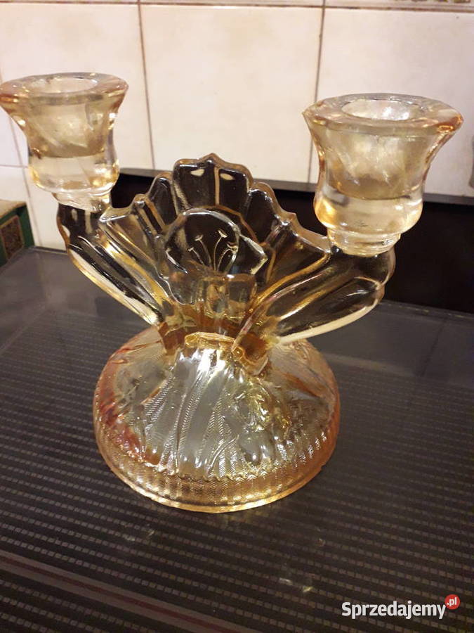 Szklany świecznik rozalinowy Świeczniki mazowieckie Warszawa