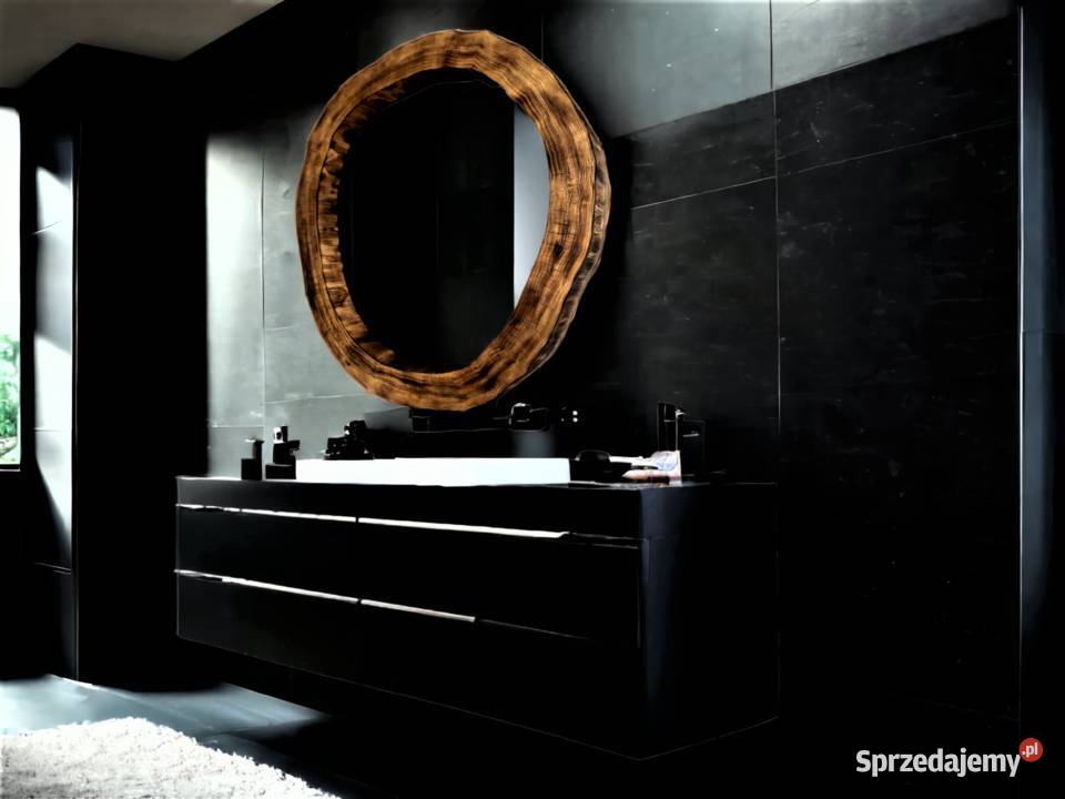 Okrągłe lustro łazienkowe nowoczesne drewniane podkarpackie Rzeszów