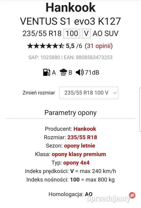 Sprzedam opony letnie r18 23555 hankook z 2025r lato Lubin