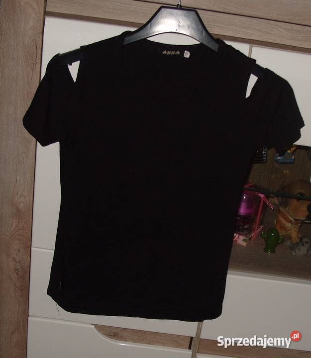 Czarna Bluzka z opuszczonymi rękawkami ANNA Rawicz