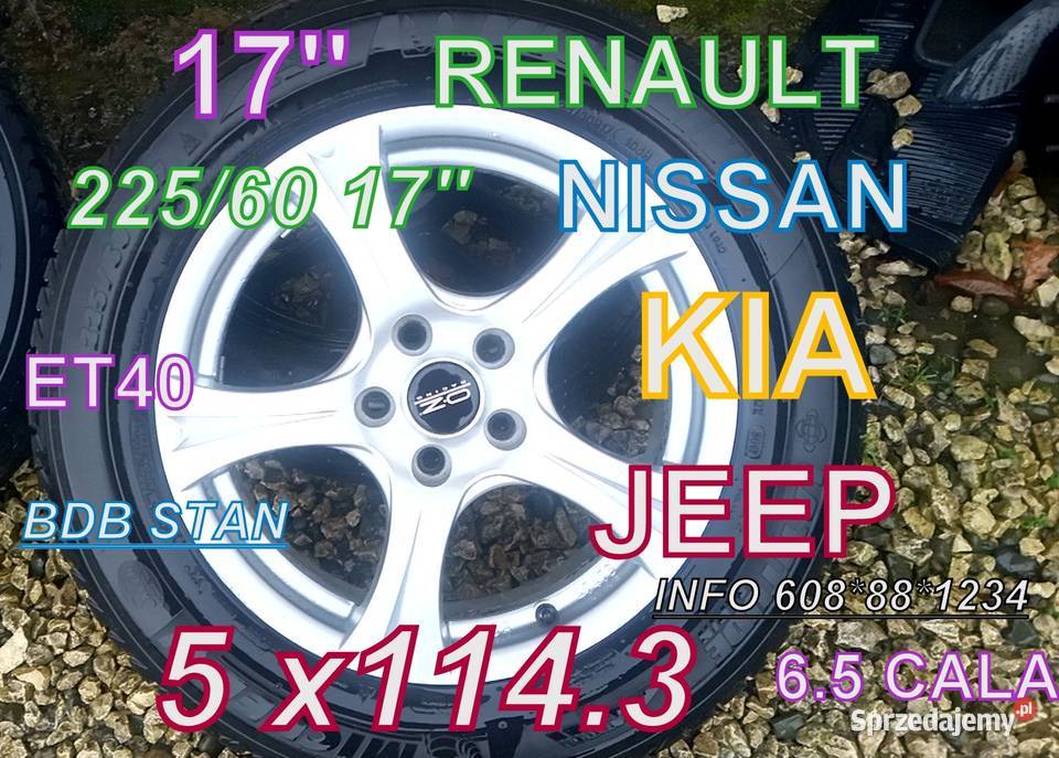 ALUFELGI 17 KOŁA 5 x 1143 RENAULT KIA NISSAN aluminiowe Bochnia